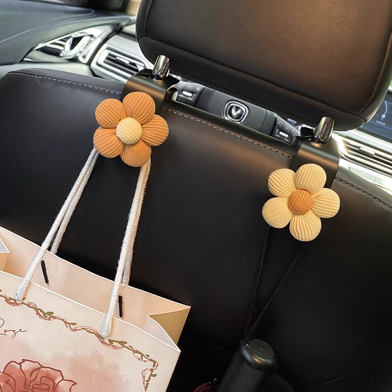 Gancho de coche lindo creativo Gancho de coche multifuncional flor pequeña asiento de coche almacenamiento trasero suministros de coche