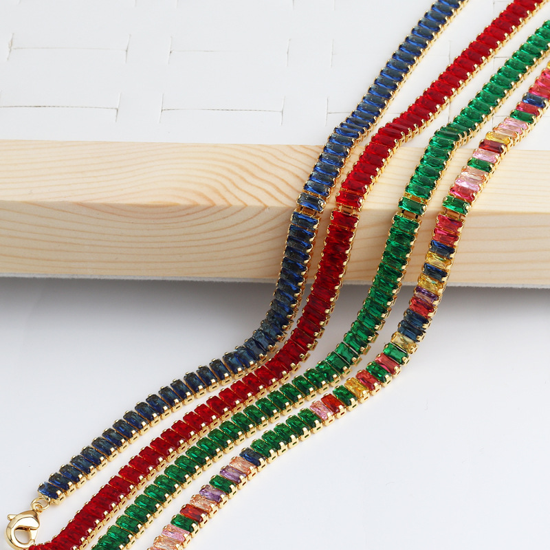 Fashion Geometric Copper Bracelets Ear Studs Necklace Plating Zircon Copper Necklaces