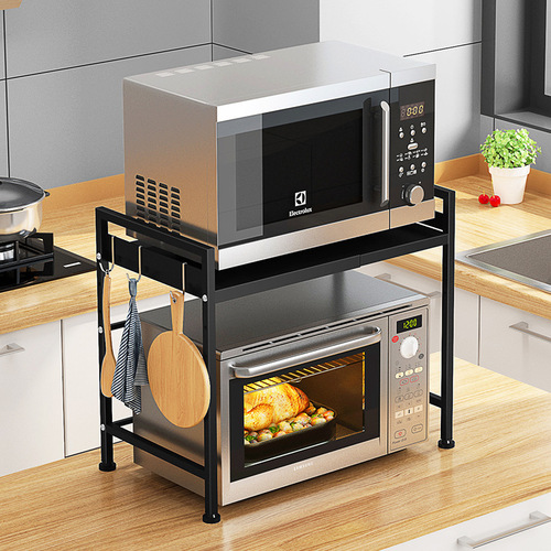 Floor-standing multi-layer kitchen microwave storage rack retractable countertop multi-layer kitchen seasoning bottle oven storage rack