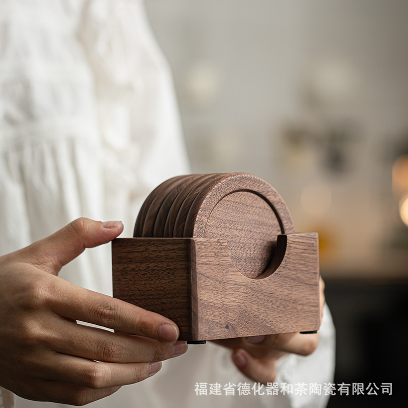 Walnut Glass Tea Cup Mat Household Tea Ceremony Coffee Heat Insulation Pot Mat suit Cup Mat Solid Wood Anti-scalding Six Gentleman Walnut Glass Tea Cup Mat Household Tea Ceremony Coffee Heat Insulation Pot Mat suit Cup Mat Solid Wood Anti-scalding Six Gentleman