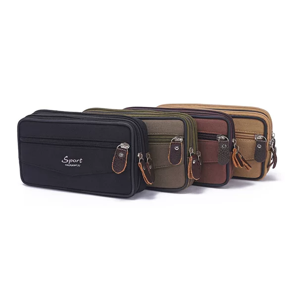 2022 new fashion canvas waist bag large capacity coin purse outdoor sports multi-function mobile phone bag wear-resistant wholesale