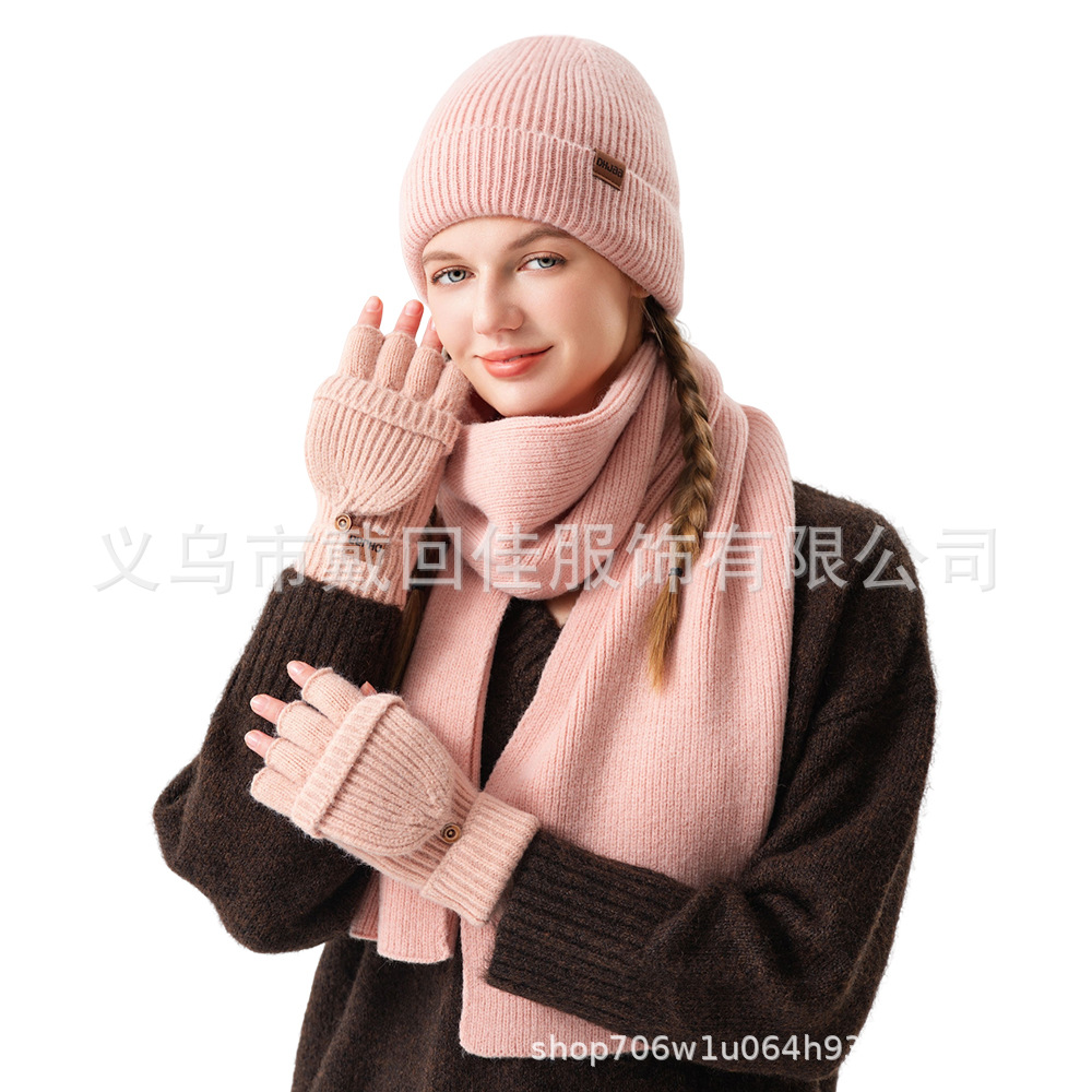 Amazon's best-selling hat, scarf, and gloves three-piece set, winter knitted scarf, winter hat, cycling gloves manufacturer