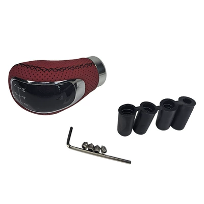 Cab and accessories genuine leather gear knob 5-speed - 5-speed-red-leather-surface-black-stitching