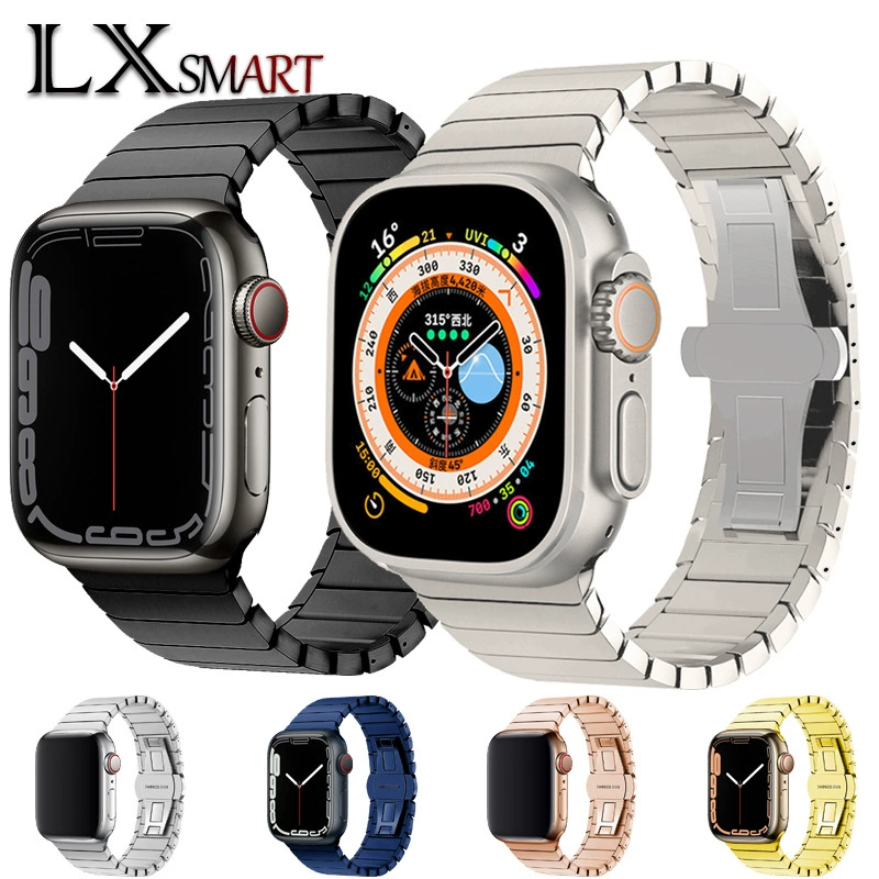 Для Apple Ultra Watch Одна бусина Бабочка Пряжка Ремешок из нержавеющей стали Apple Watch Series Бамбуковый ремешок