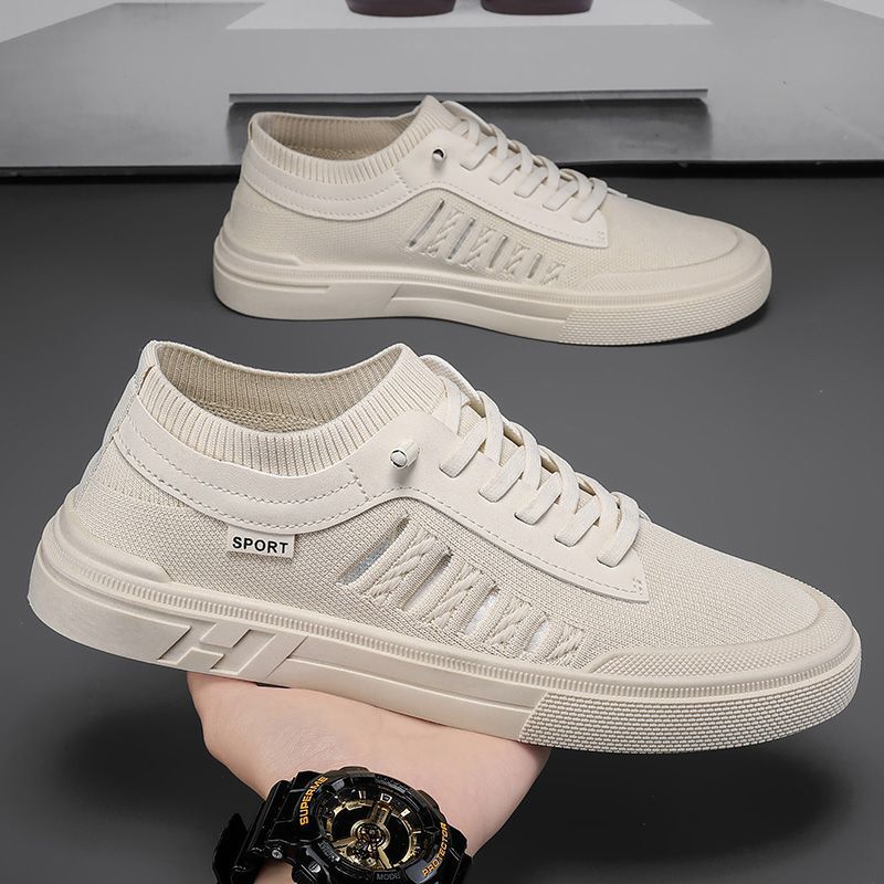 Zapatos de invierno para hombre, zapatillas transpirables de malla fina antiolor, zapatos sin cordones para conducir, zapatillas estilo calcetín de punto.