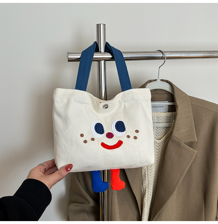 ins mini canvas bag, cute peach tote bag, Korean girl snack bento small bag canvas bag wholesale undefined