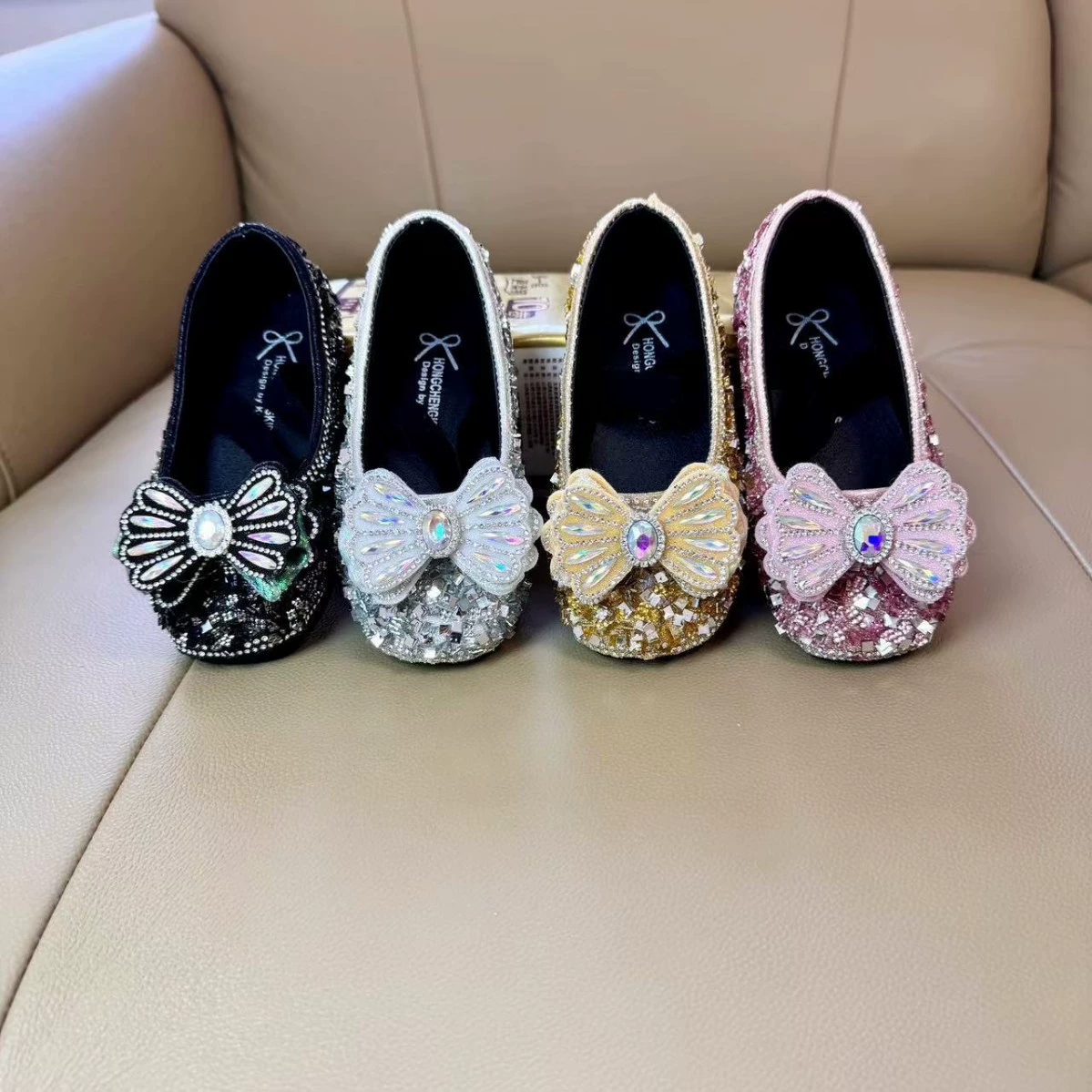 2024 весна и лето новая корейская версия принцессы Fangkou страз с бантами кожаные туфли для девочек танцевальные туфли