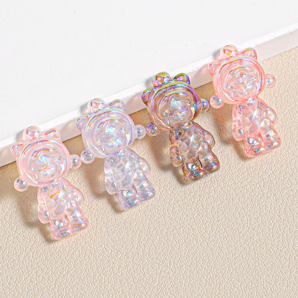 Heidi casa de dibujos animados niña oídos de gato pedículo resina brillante DIY accesorios de cuentas joyería llavero de cadena de teléfono móvil