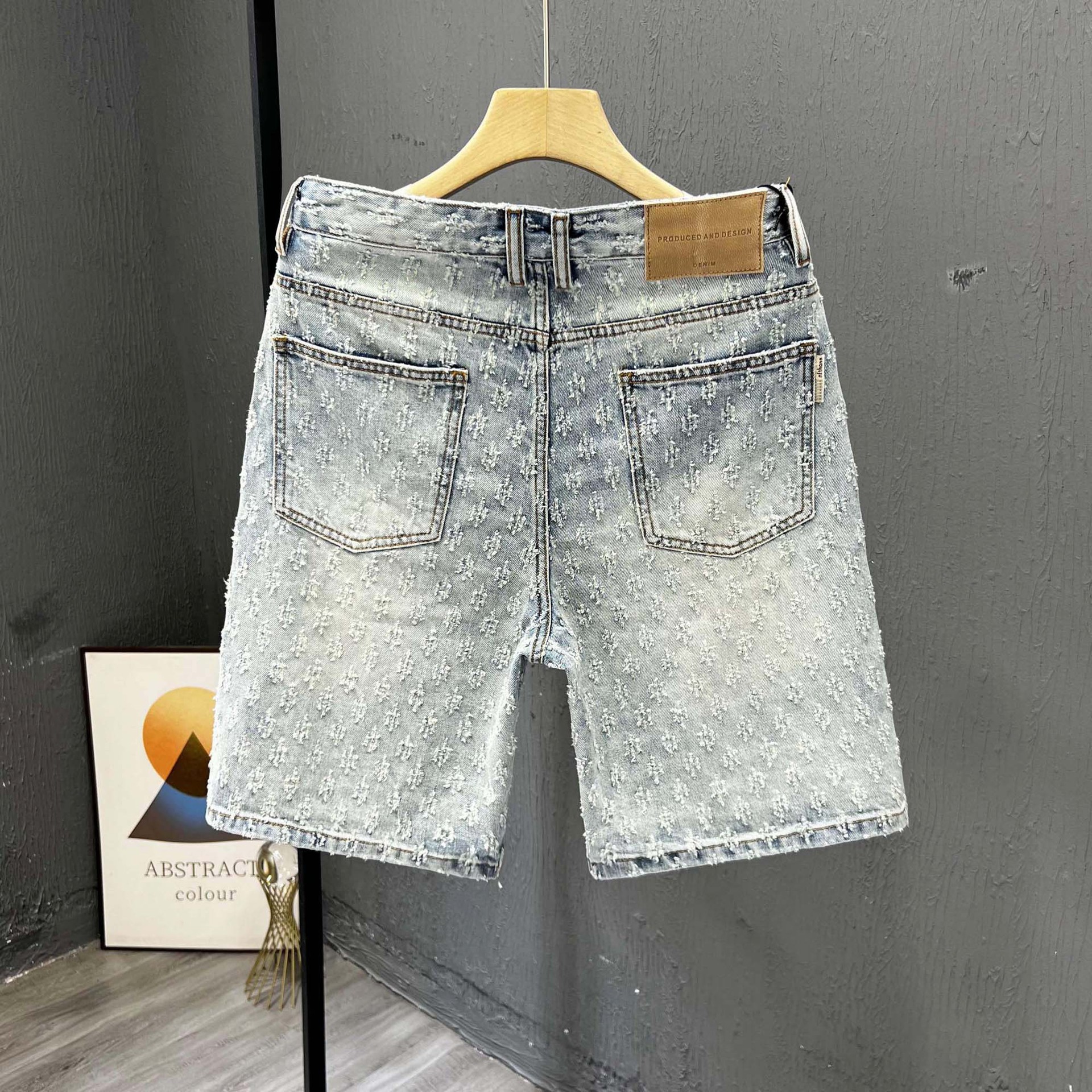 Men's Clothing Men's Retro Jacquard Denim Shorts Summer Design High Street Style Washed Five Point Athletic Pants_mkmklike.com