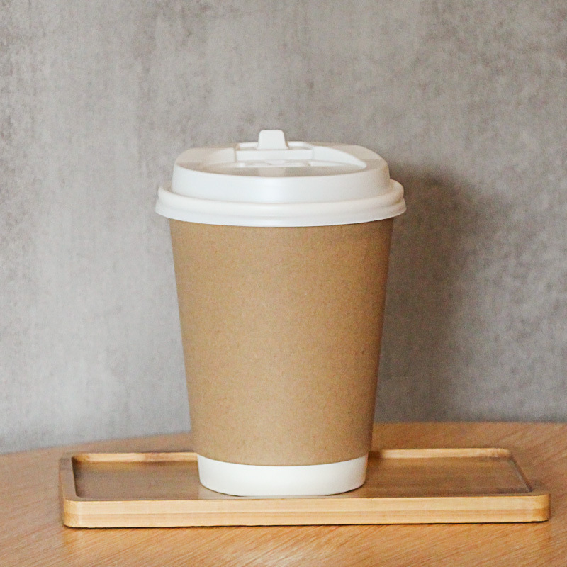 一次性带盖加厚咖啡杯家用牛皮纸杯子奶茶热饮打包杯外带商用|undefined