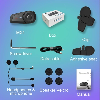 Maxto Motorcycle Helmet Bluetooth Headset Mx1 Motorcycle Intercom Headset for 2 People to Communicate Simultaneously Bluetooth Headset (Motorcycle Helmet Headset) - maxto-mx1-english-version