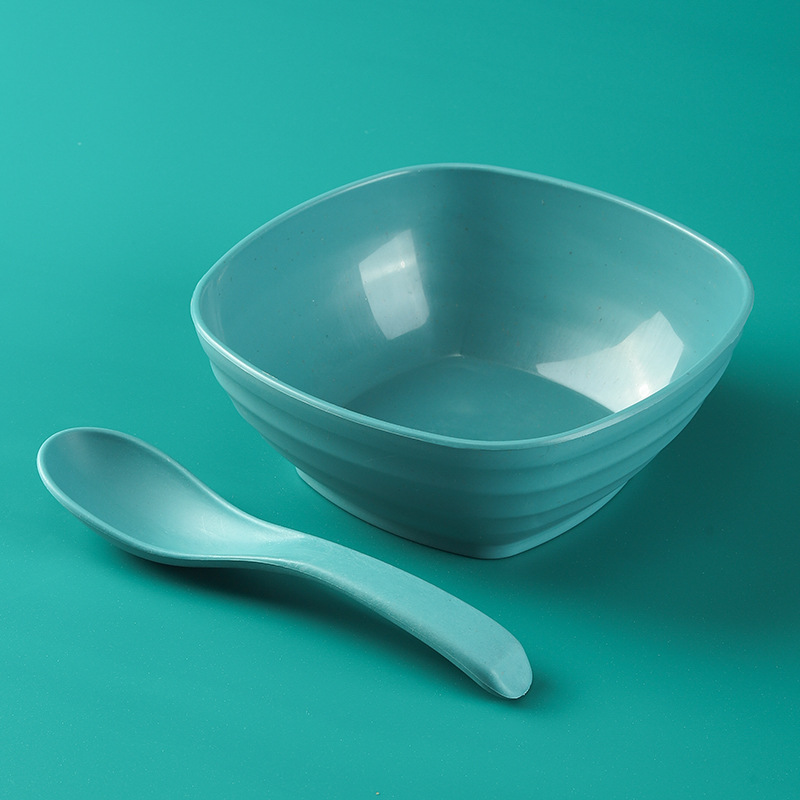 Tazón cuadrado de 5.5 pulgadas, juego de 4, tazón cuadrado para sopa de 500 ml color trigo, tazón para niños, irrompible, tazón para comer en el hogar, tazón para agua con azúcar
