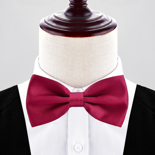 Men's solid color red glossy bow tie English style with bow