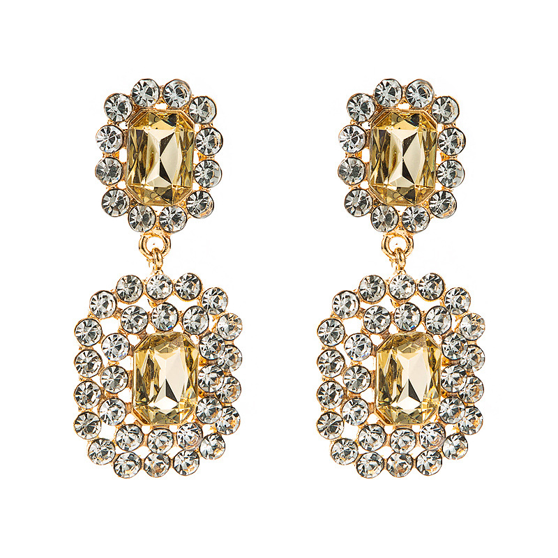 Diamond Craft Fashion Geometric Diamond Alloy Artificial Gemstones Earrings