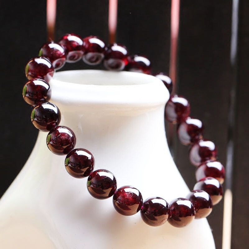 Authentic genuine goods Natural Wine Red Garnet Bracelet Women's Scattered Beads Ethnic Style Crystal Jewelry Bracelet This Year of Life Gift