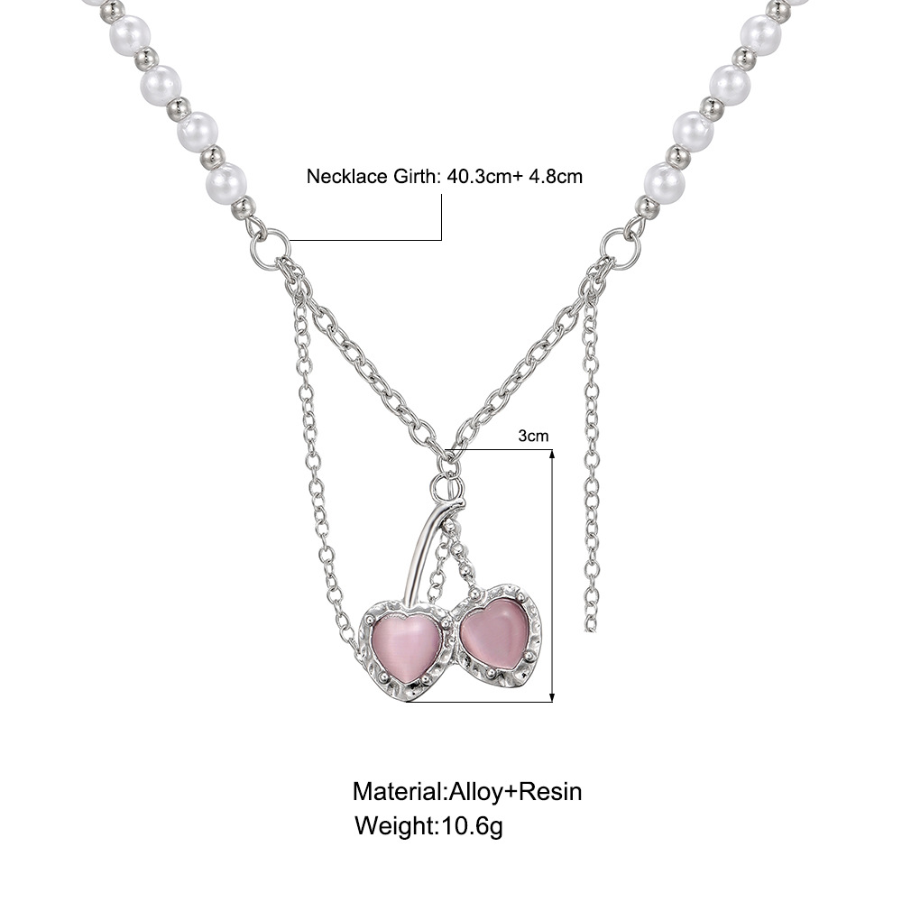 Collier Y2K petite chaîne de cerises collier de perles conception de personnalité chaîne de clavicule cool collier hip hop collier_voghion.com