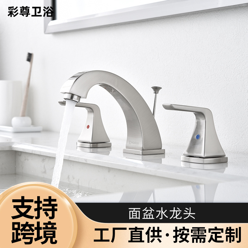 Three-Hole Faucet Bathroom Basin Faucet Control Brass Plated Kitchen Sink Basin Cupc Certified Cross-Border Export Three-Hole Faucet Bathroom Basin Faucet Control Brass Plated Kitchen Sink Basin Cupc Certified Cross-Border Export