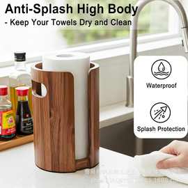 相思木纸巾盒实木厨房用纸收纳盒卷纸收纳抽拉纸巾架可旋转纸巾架