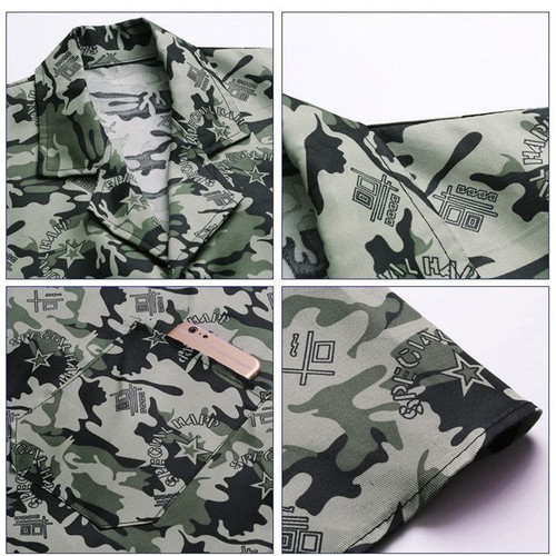Workwear Coverall Adult Long-Sleeve Camouflage Work Uniform Men's Camouflage Gown Long-Style Blue Gown Labor Protection Clothing Moving Suit