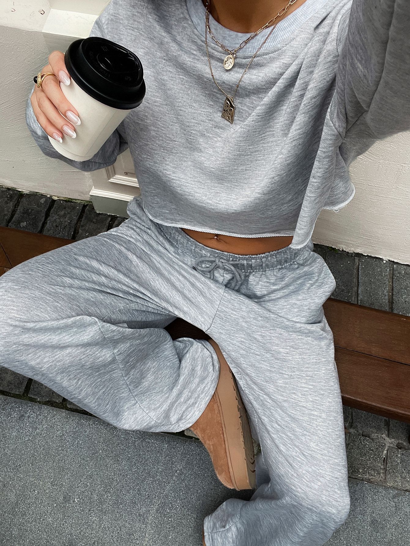 Minimalist Long-Sleeve Hoodie & Lounge Pants Set – Women’s Casual Two-Piece (S-XL, Grey)_ecoleips.com