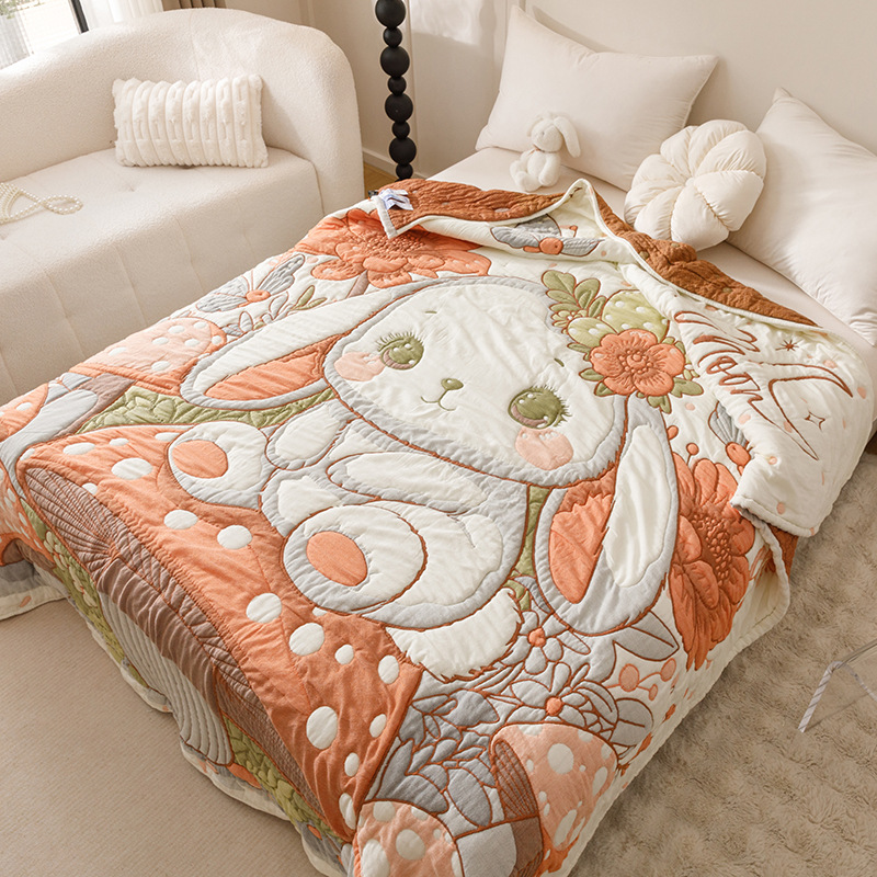 Forest rabbit [10-layer cotton cloud gauze - super soft and moisture absorbing] / 150x200cm multifunctional cotton single blanket about 1.5kg