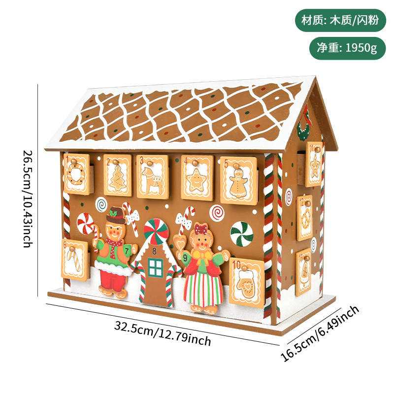 Navidad decoración de Navidad luminosa calendario de madera hecha a mano caja de tiempo decoración ventana de decoración escritorio