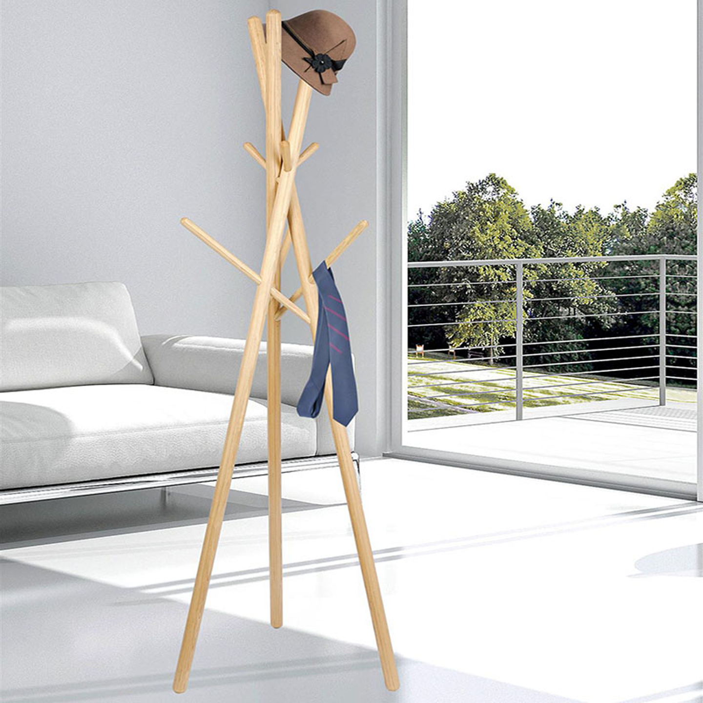 Scandinavian Corner Modern Solid Wood Beech Coat Rack Floor-Standing Clothes Rack Bedroom Clothes Rack Creative Home Living Room