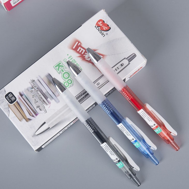Intimate K08 Press Needle Gel Pen 05 Student Brush Question Transparent Exam Pen Black Red Blue Plastic