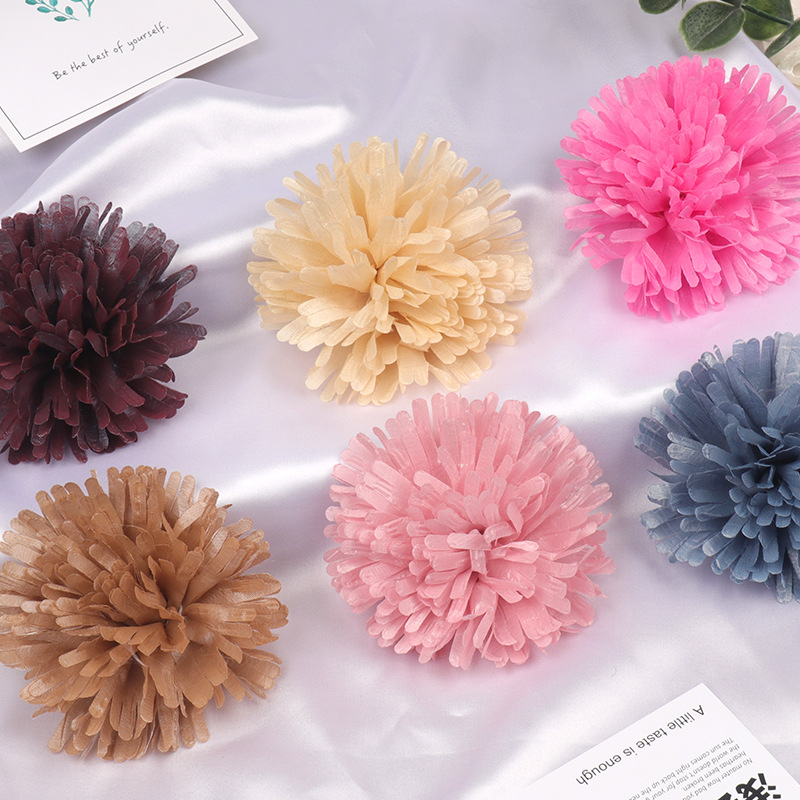 Factory Direct Sales Spot Table Tennis Chrysanthemum 9.5cm Dandelion Handmade Flower Fabric Flower Clothing Accessories DIY Jewelry