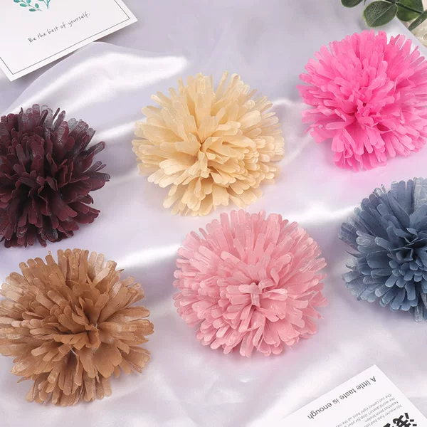 Factory Direct Sales Spot Table Tennis Chrysanthemum 9.5cm Dandelion Handmade Flower Fabric Flower Clothing Accessories DIY Jewelry