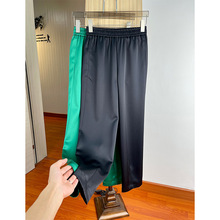 百搭松紧腰罗卜裤哈伦裤宽松醋酸缎面高腰九分裤女夏天薄款小脚裤