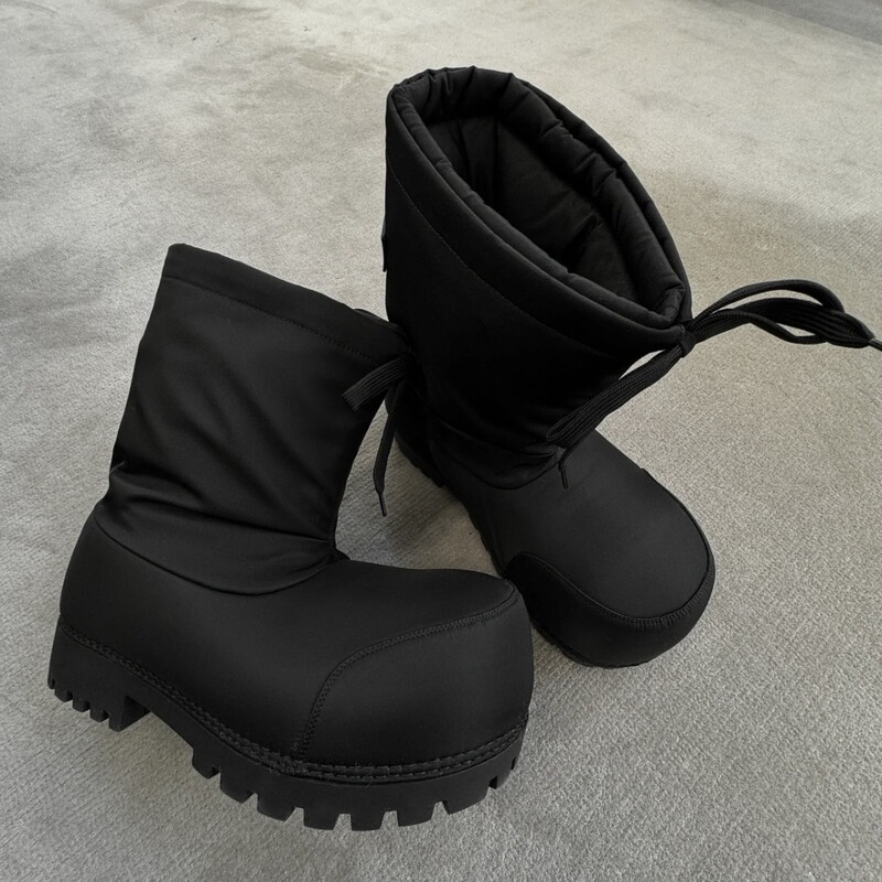 Thick Bottom Fashionable Drawstring Big Head Snow Boots Women's 2025 Winter New Non-Slip Ugly Cute Ski Boots Thickened Warm Cotton Boots Thick Bottom Fashionable Drawstring Big Head Snow Boots Women's 2025 Winter New Non-Slip Ugly Cute Ski Boots Thickened Warm Cotton Boots
