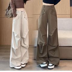 女性用オーバーオール 2025 春夏韓国スタイルの新しいアウトドア登山パンツハイウエストルーズ痩身スポーツワイドレッグロングパンツ