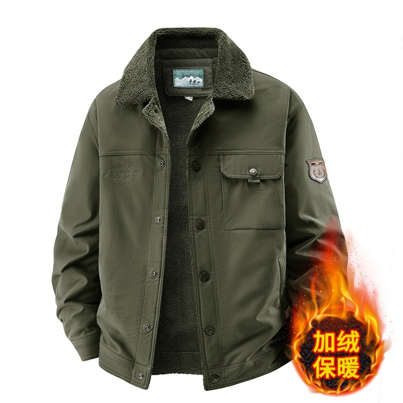 Transfronterizos de algodón de invierno chaqueta de cordero de cachemira para hombres con camisa de algodón gruesa y ocio suelto chaqueta de moda