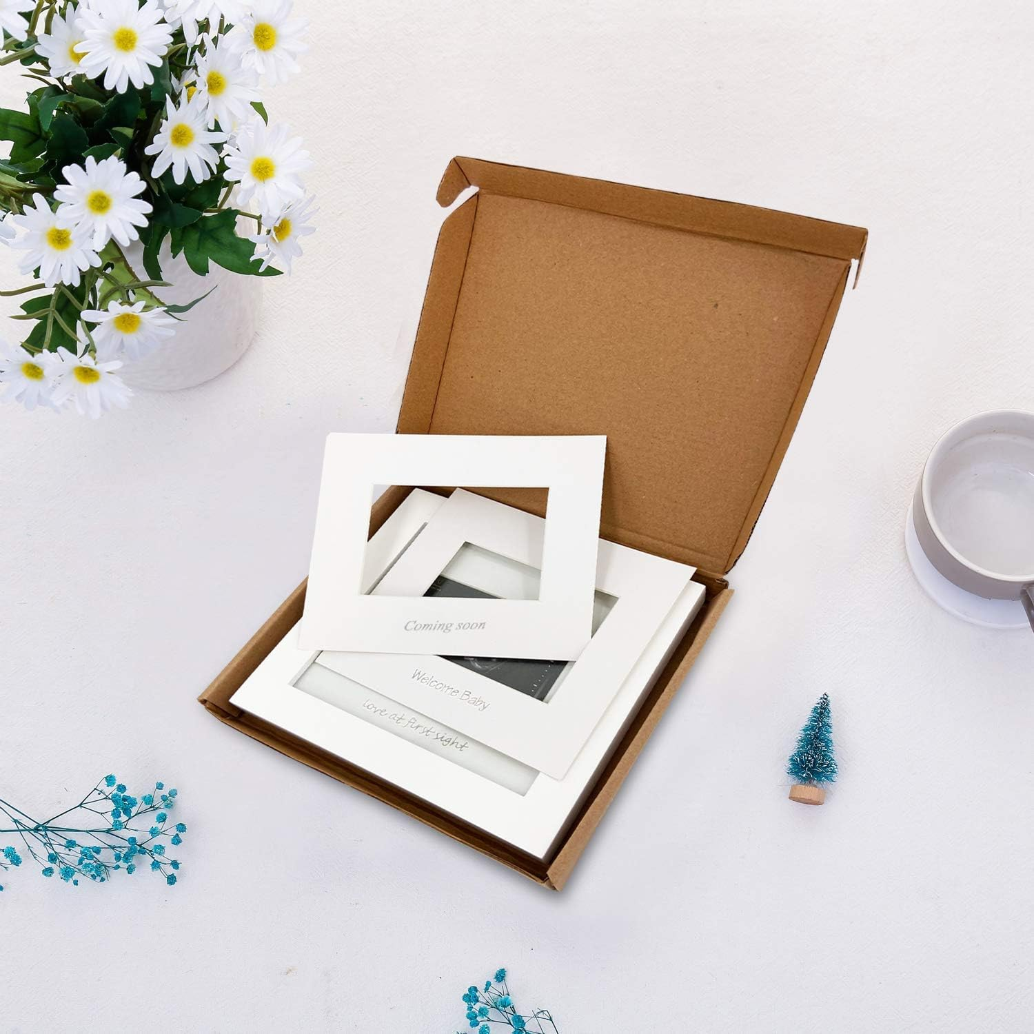 La mano y el pie de 100 días de edad del bebé imprimen el marco hueco de la foto DIY impresión de la pata del animal doméstico conmemorativa del recuerdo de la arcilla de la impresión de la mano y del pie del bebé