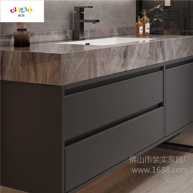 Simple Modern Seamless Ceramic Bathroom Cabinet Set with Integrated Smart Washbasin for Bathroom