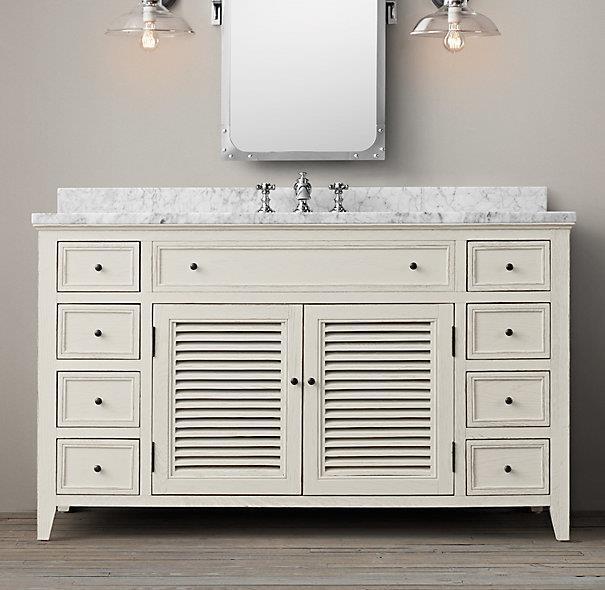 American RH Original Single French Country Retro Solid Wood Bathroom Cabinet Italian Style Light Luxury Cabinet American Style Simple Bathroom Cabinet