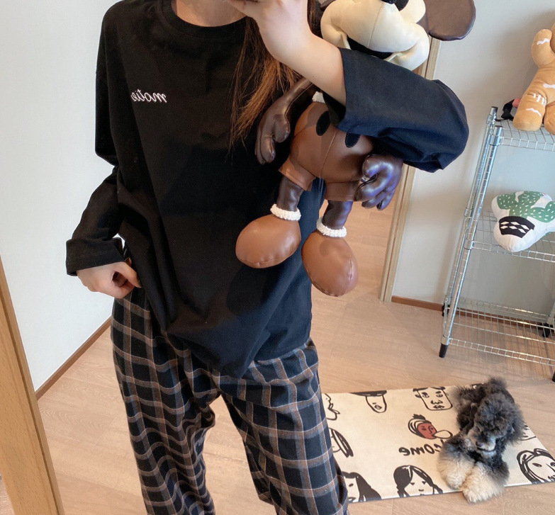 Internet celebrity gege pijamas traje de mujer 2023 primavera y otoño estilo coreano ins suelta manga larga traje de desgaste para el hogar pijamas