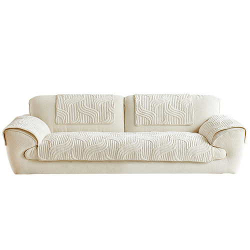 Cross-border exclusive cream-style plush cotton sofa cushion 2025 new winter autumn plush thick seat pad anti-slip cover towel
