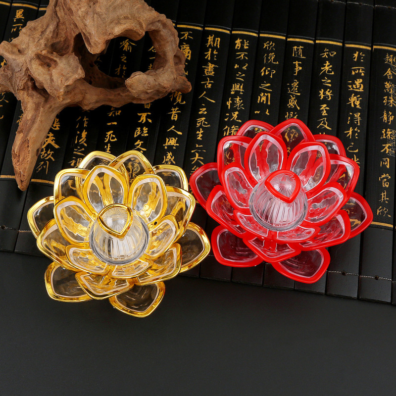 led蜡烛莲花灯佛供灯仿真蜡烛长明灯烛台摆件寺庙供佛电子酥油灯|undefined