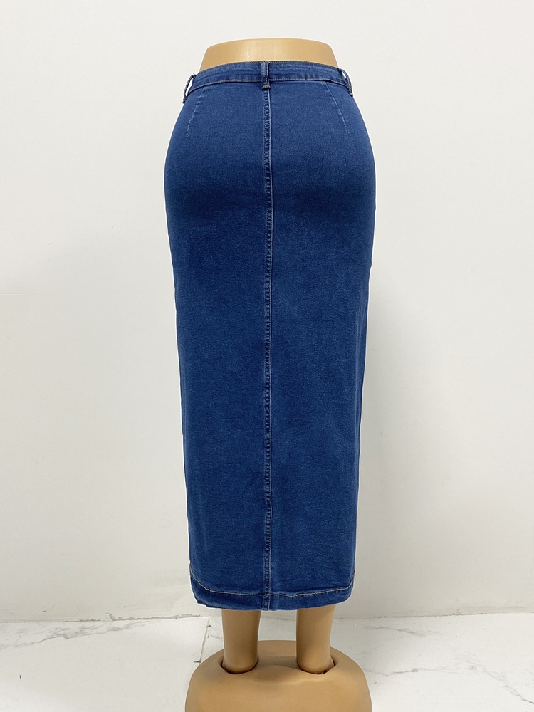 329g Weight Midi Dress Dress Length Type Denim Skirt Dresses Type Cotton, Polyester, Denim Fabric Type Mid Waist Waist Line High Elasticity Elasticity Holiday, Travel Occasion Regular Fit Fit Type Solid Color Pattern Summer Season Women's Gender Streetwear Style Summer Streetwear Solid Color Cotton Polyester Denim Midi Dress Skirts 2