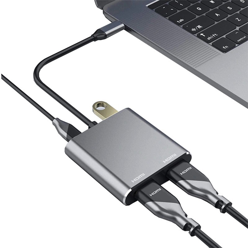 TYPE-C to hdmi 4 in 1 hdmi + hdmi + type-c + usb3.0拡張ドック|undefined