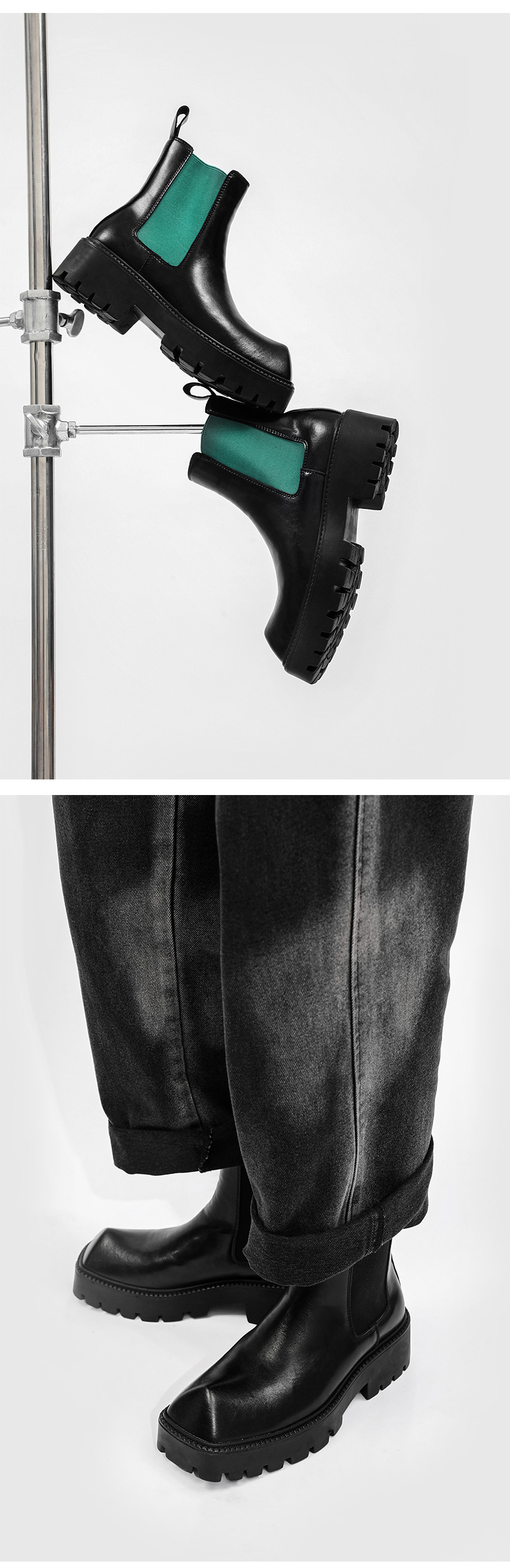 Herren Plateau Stiefel Mit Eckiger Kappe Im Minimalist Design_voghion.com