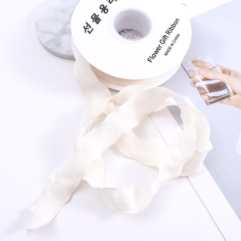 Nueva ola cinta plisada espina de pescado cinturón de hilo de oreja flor tienda de flores embalaje cinta pastel hornear cinturón de tela floral