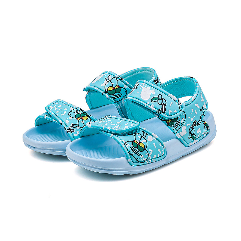2023 nuevas sandalias de los niños del verano suave inferior dedo del pie velcro dibujos animados playa los