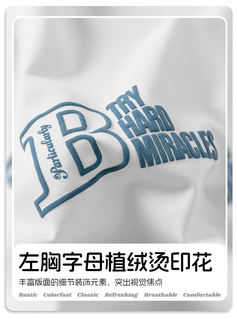 韩路男装 美式复古字母印花T恤男夏季新款街潮宽松圆领短袖体恤q详情5