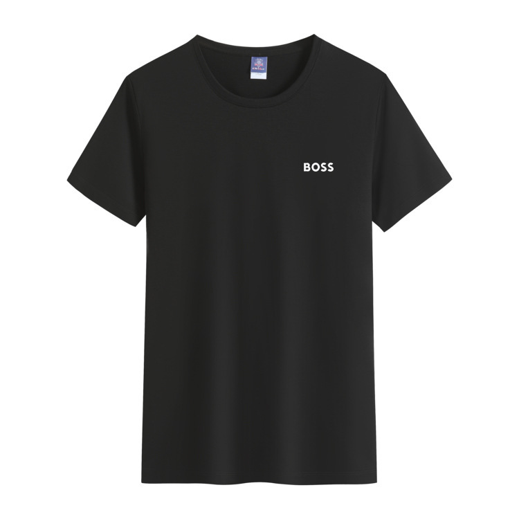 BOSS 100% cotton men's short-sleeve t-shirt, summer thin breathable sweat-absorbing Korean style trendy round-neck half-sleeve top BOSS 100% cotton men's short-sleeve t-shirt, summer thin breathable sweat-absorbing Korean style trendy round-neck half-sleeve top