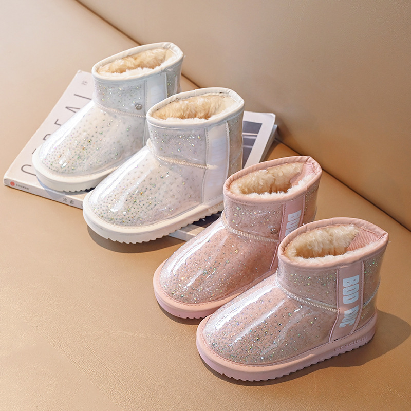 Demi-season universal shiny insulated keep warm low boots