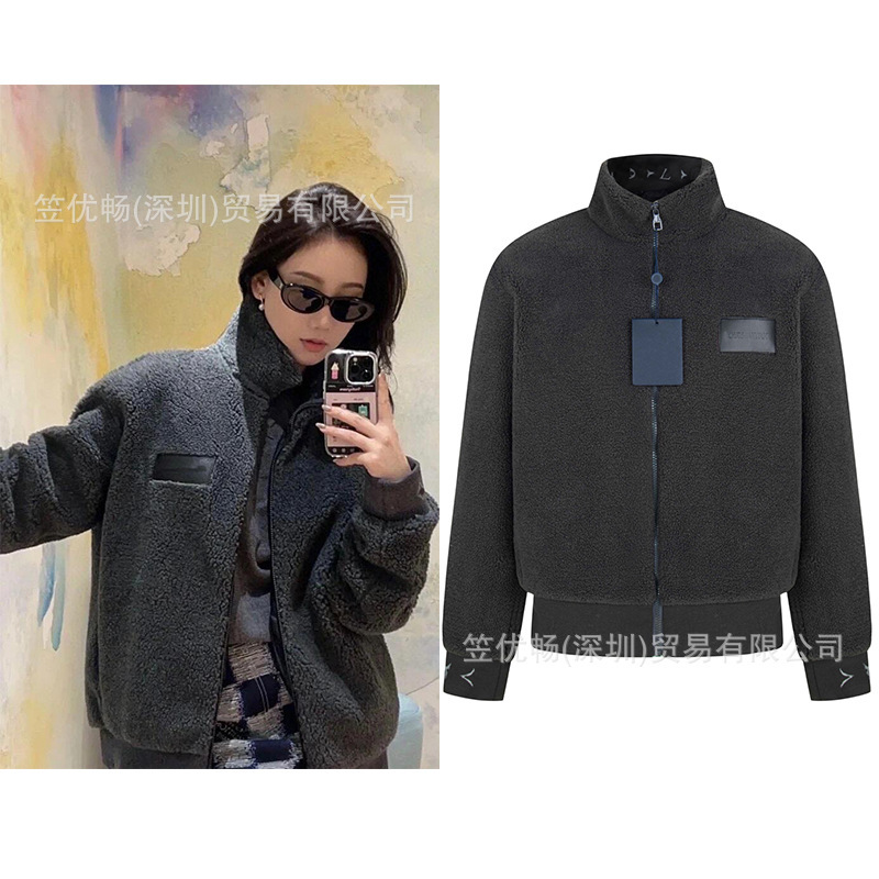 High-end version of the L'Uomo Teddy sheepskin suede jacquard leather logo jacket, unisex coat, cross-border trend High-end version of the L'Uomo Teddy sheepskin suede jacquard leather logo jacket, unisex coat, cross-border trend