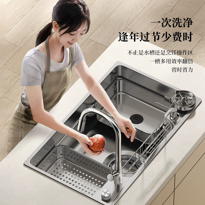 Плита толщиной 4,0 мм из серебристого японского Sink Xiaomi с тиснением, нержавеющая сталь 304, одно отсечное раковина, блюдо-раковина RS1